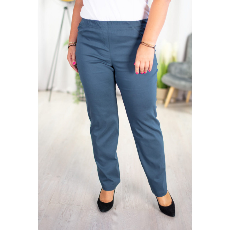 Long stretch pants with a raised waist BENGALINY 02 K38 Midnight navy