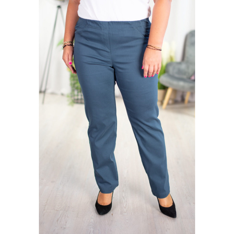 Long stretch pants with a raised waist BENGALINY 02 K38 Midnight navy