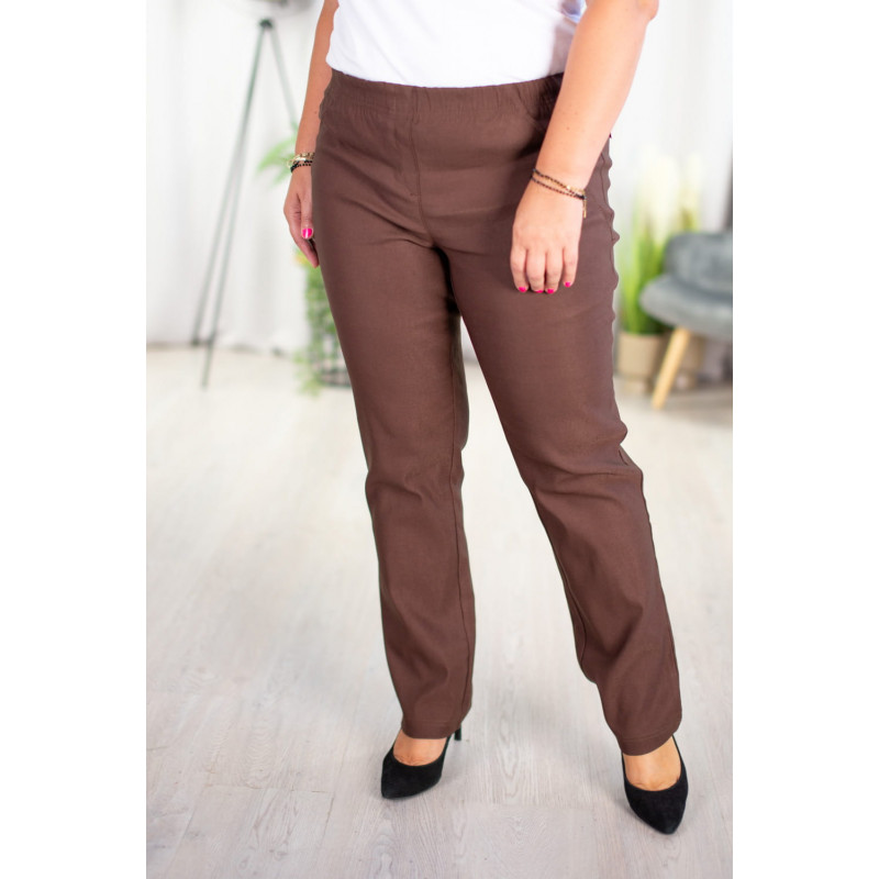 copy of Long stretch pants with a raised waist BENGALINY 02 K09 Chocolate