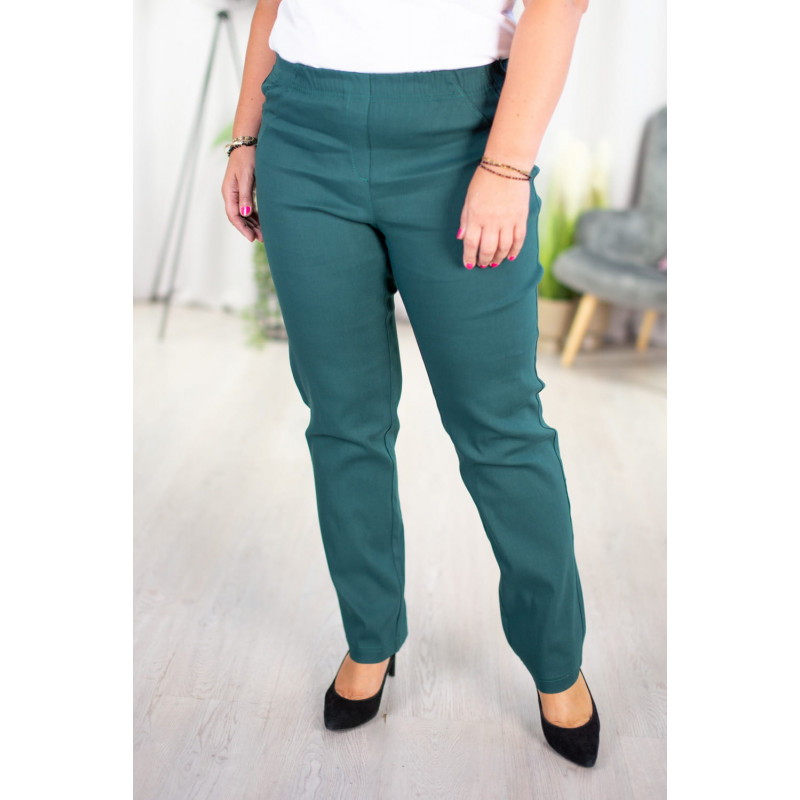 Long stretch pants with a raised waist BENGALINY 02 K22 Petrol