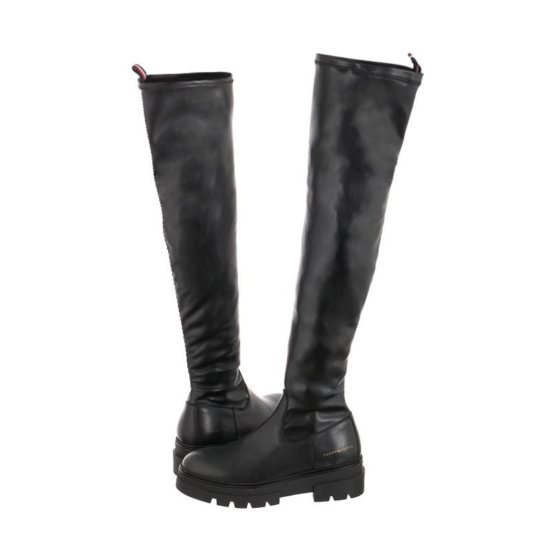 Tommy Hilfiger Monochromatic Over The Knee Boot FW0FW07055 BDS Black (TH605-a) zābaki