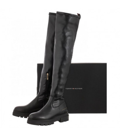 Tommy Hilfiger Monochromatic Over The Knee Boot FW0FW07055 BDS Black (TH605-a) batai