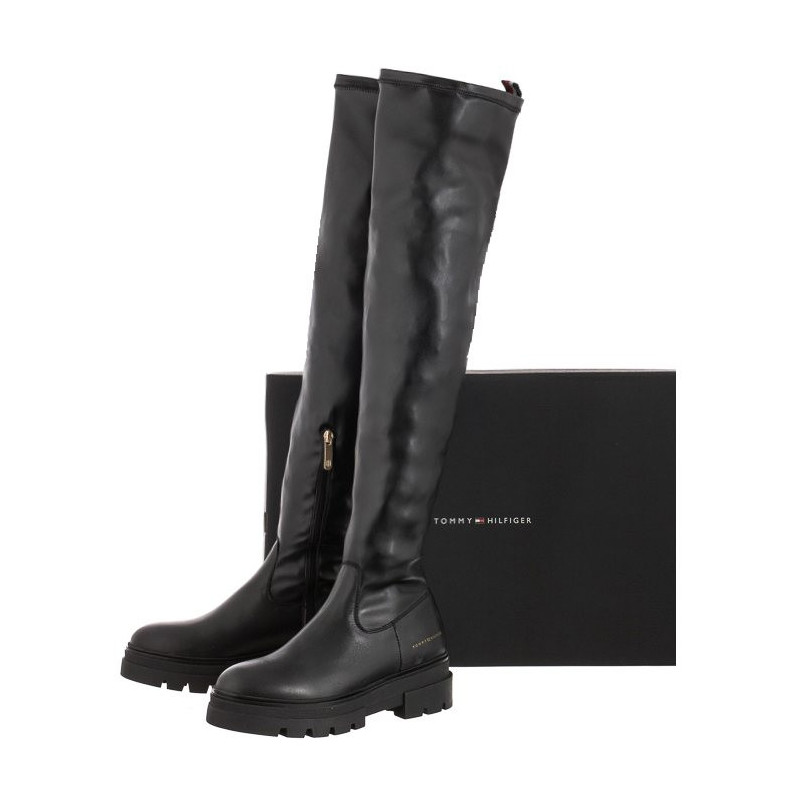 Tommy Hilfiger Monochromatic Over The Knee Boot FW0FW07055 BDS Black (TH605-a) batai