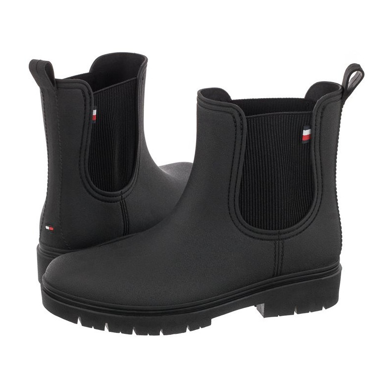 Tommy Hilfiger Matt Ankle Rainboot With Elastic FW0FW06897 BDS Black (TH613-a) batai