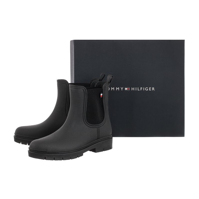 Tommy Hilfiger Matt Ankle Rainboot With Elastic FW0FW06897 BDS Black (TH613-a) batai