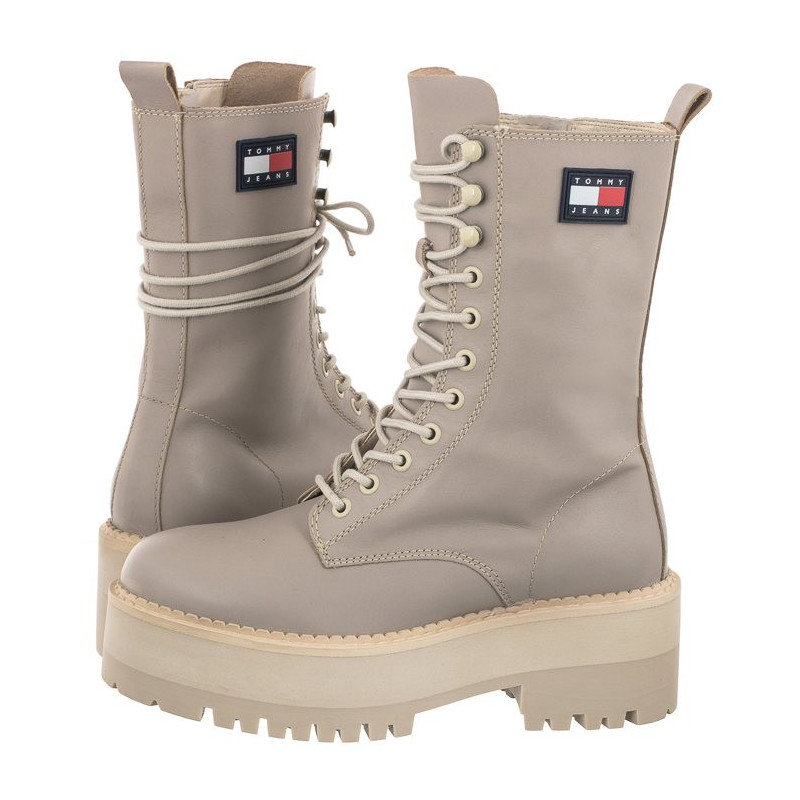 Tommy Hilfiger Tommy Jeans Flatform Padded Boot EN0EN01954 PKF Crushed Pebble (TH636-a) saapad