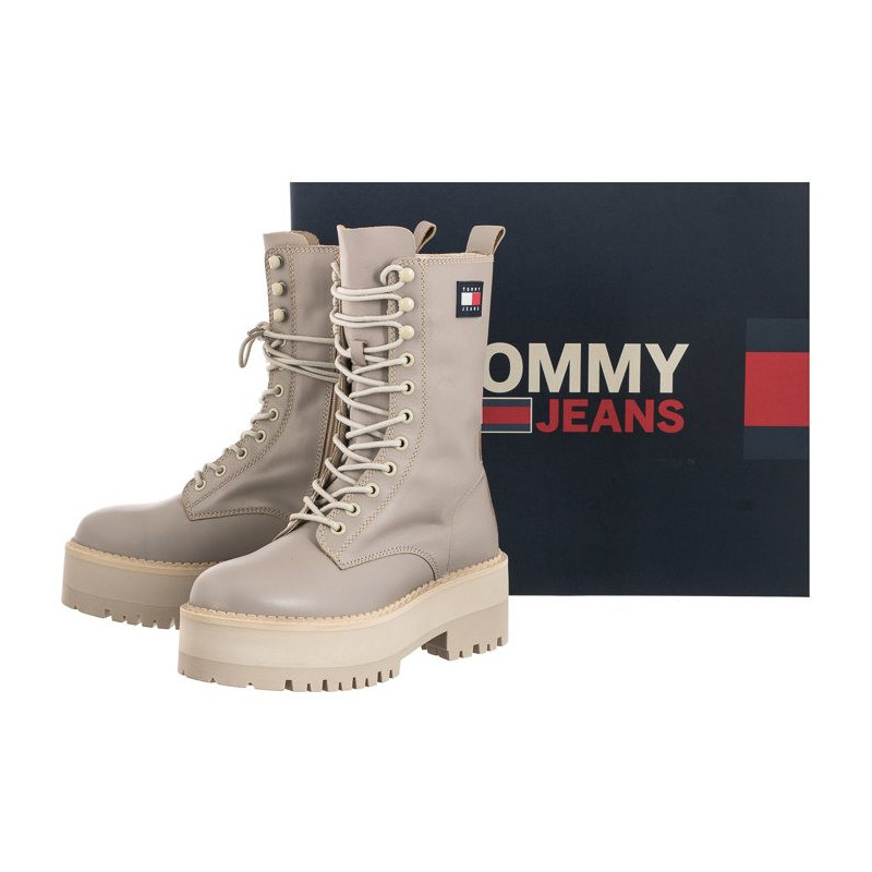 Tommy Hilfiger Tommy Jeans Flatform Padded Boot EN0EN01954 PKF Crushed Pebble (TH636-a) saapad