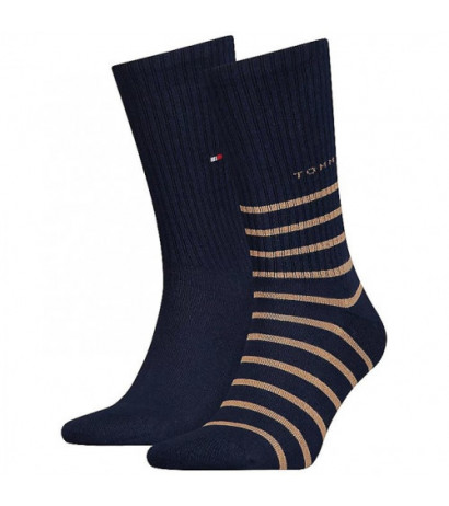 Tommy Hilfiger Th Men Sock 2P Breton Sport Khaki/Navy 701220240 001 039 (TH649-a) kojinės