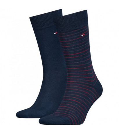 Tommy Hilfiger Th Men Small Stripe Sock 2P Navy/Rouge 100001496 025 039 (TH657-a) socks