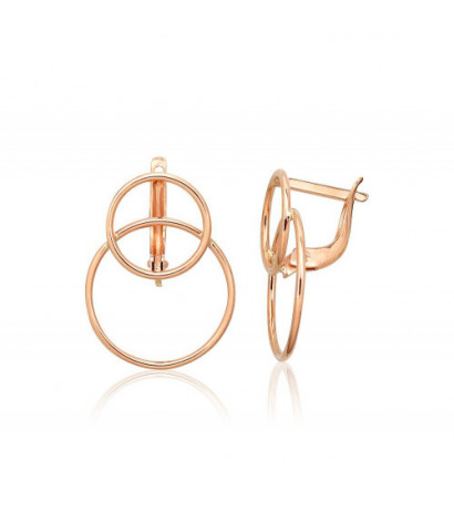 Gold earrings with 'english' lock 1201505(Au-R), Red Gold 585°