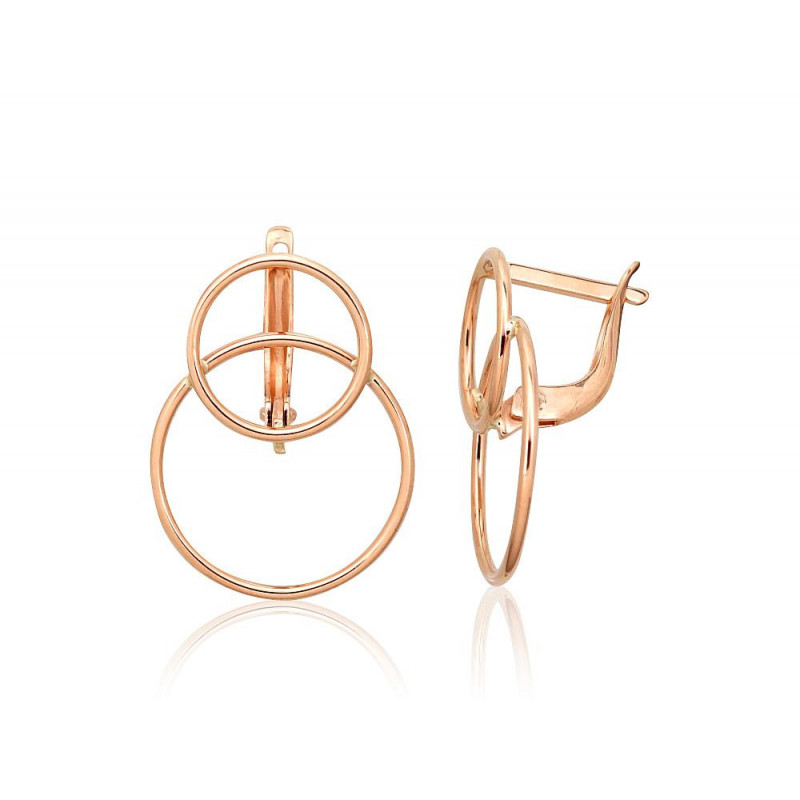 Gold earrings with 'english' lock 1201505(Au-R), Red Gold 585°