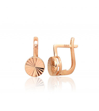 Gold earrings with 'english' lock 1201508(Au-R), Red Gold 585°