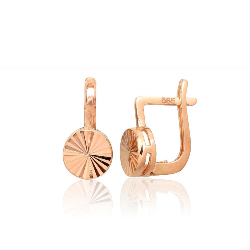 Gold earrings with 'english' lock 1201508(Au-R), Red Gold 585°