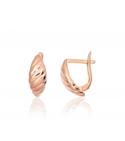 Gold earrings with 'english' lock 1201539(Au-R), Red Gold 585°