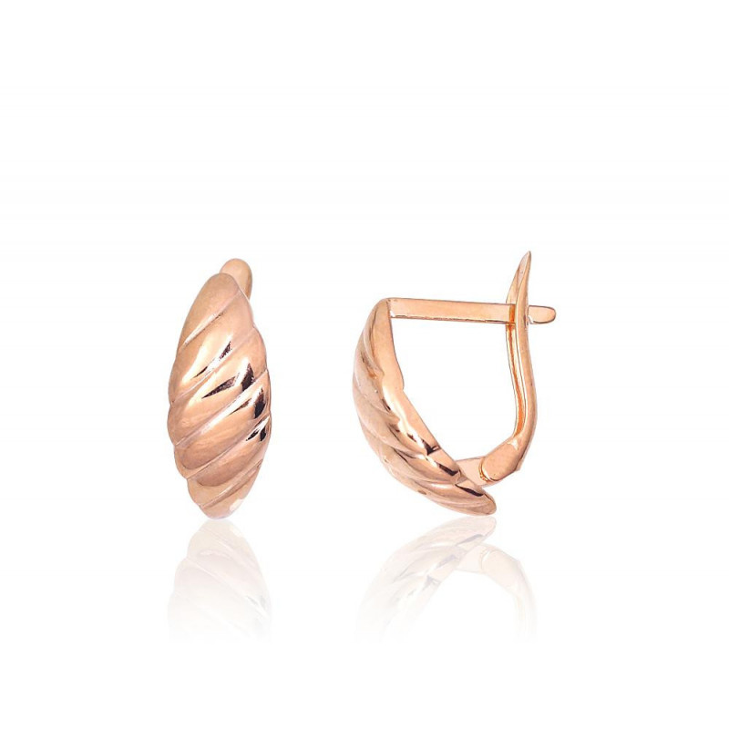 Gold earrings with 'english' lock 1201539(Au-R), Red Gold 585°