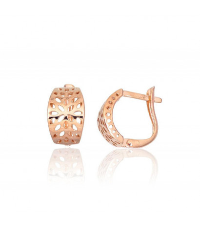 Gold earrings with 'english' lock 1201540(Au-R), Red Gold 585°