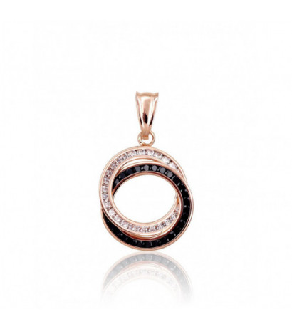 Gold pendant 1300998(Au-R)_CZ+CZ-BK, Red Gold 585°, Zirkons