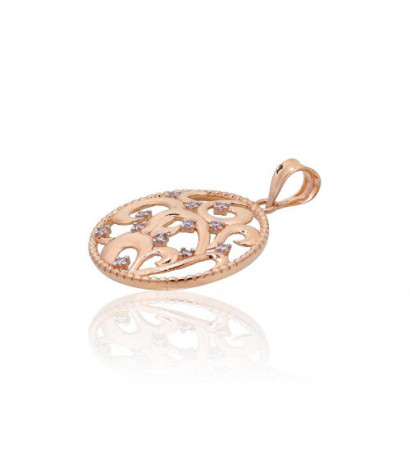 Gold pendant 1301013(Au-R+PRh-W)_CZ, Red Gold 585°, Rhodium (Plating) , Zirkons