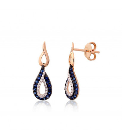 Gold classic studs earrings 1201552(Au-R+PRh-W+PRh-Bk)_DI+SA, Red Gold 585°, Rhodium (Plating) , Diamonds , Sapphire