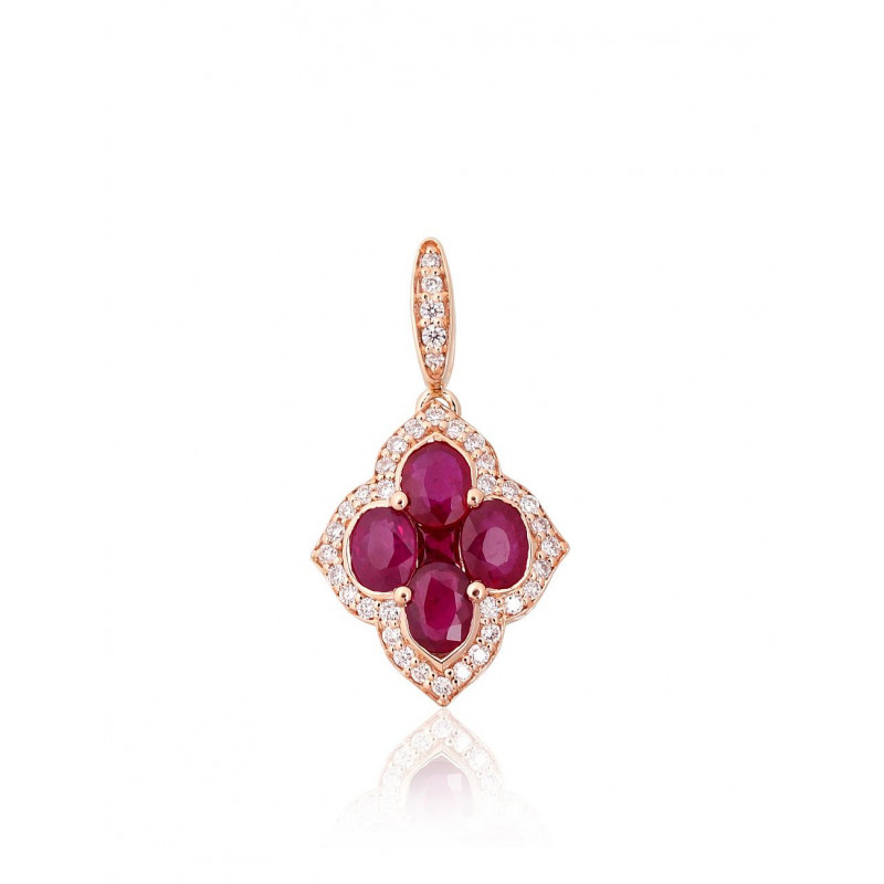 Gold pendant 1301019(Au-R)_DI+RB, Red Gold 585°, Diamonds , Ruby