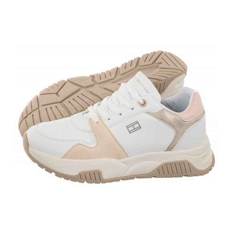 Tommy Hilfiger Low Cut Lace-Up Sneaker White/Beige/Pink T3A9-32736-1592A X356 (TH745-a) sporta apavi