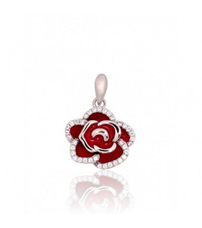 Silver pendant 2301945(PRh-Gr)_CZ+ML-R, Silver 925°, Rhodium (Plating), Zirkons , Jewelery enamel