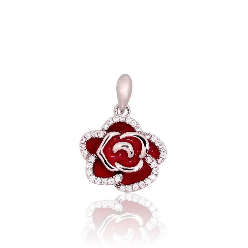 Silver pendant 2301945(PRh-Gr)_CZ+ML-R, Silver 925°, Rhodium (Plating), Zirkons , Jewelery enamel