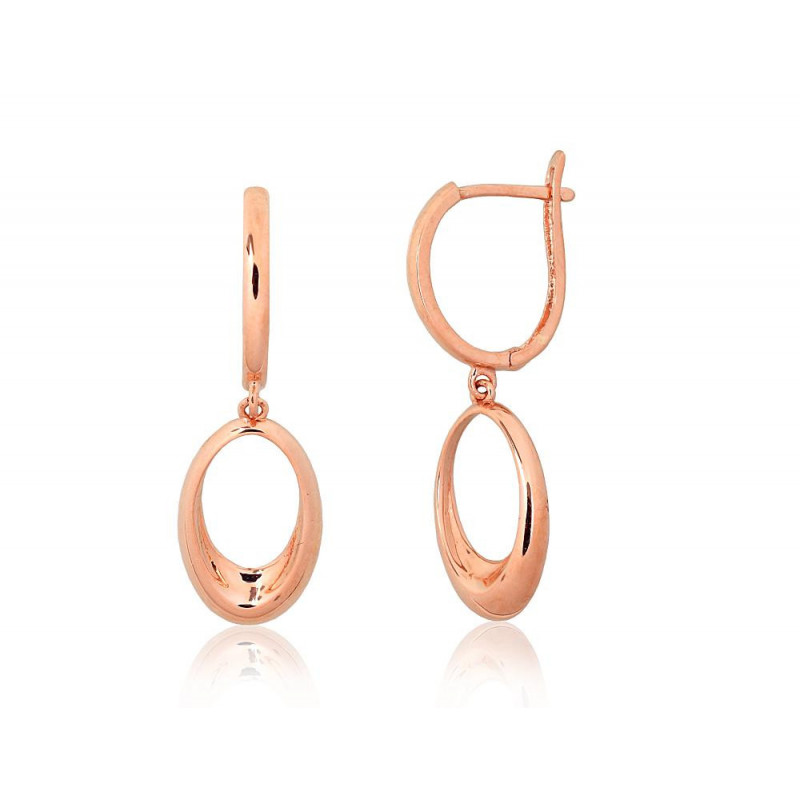 Gold earrings with 'english' lock 1201578(Au-R), Red Gold 585°