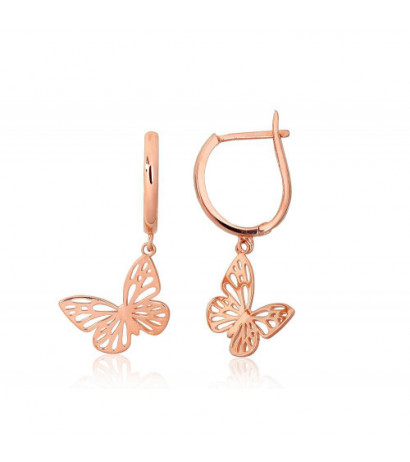 Gold earrings with 'english' lock 1201580(Au-R), Red Gold 585°