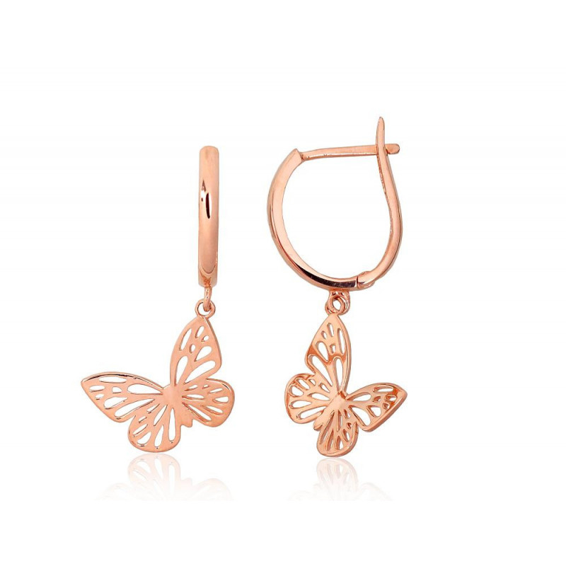 Gold earrings with 'english' lock 1201580(Au-R), Red Gold 585°