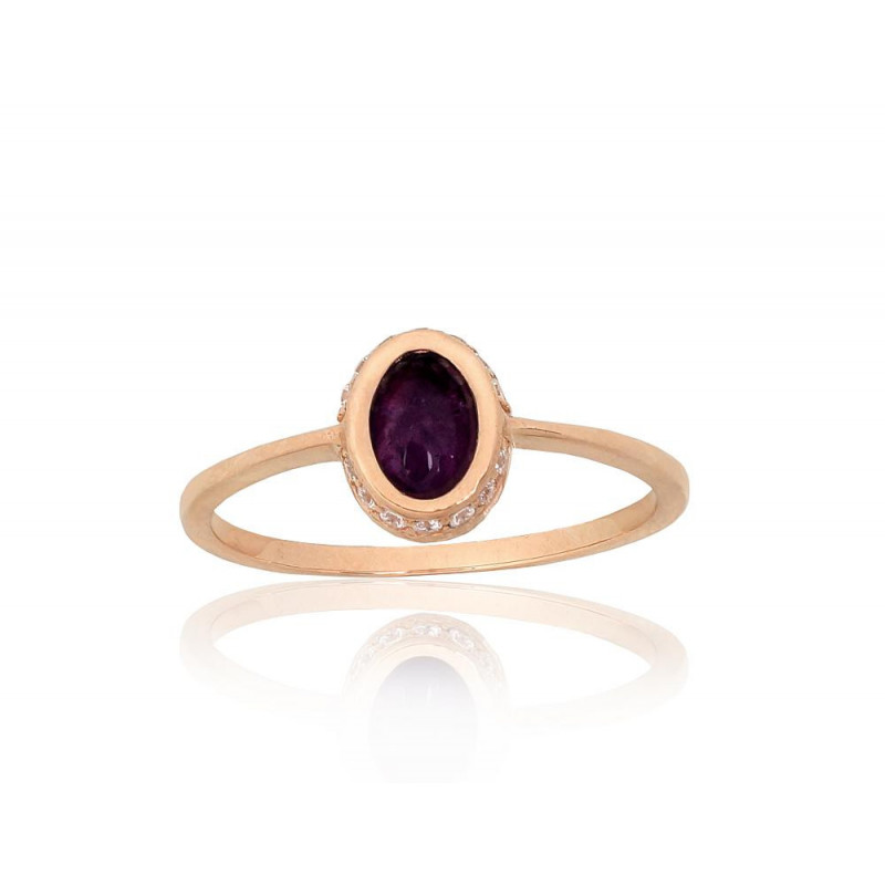 Gold ring 1101148(Au-R)_CZ+AM, Red Gold 585°, Zirkons , Amethyst