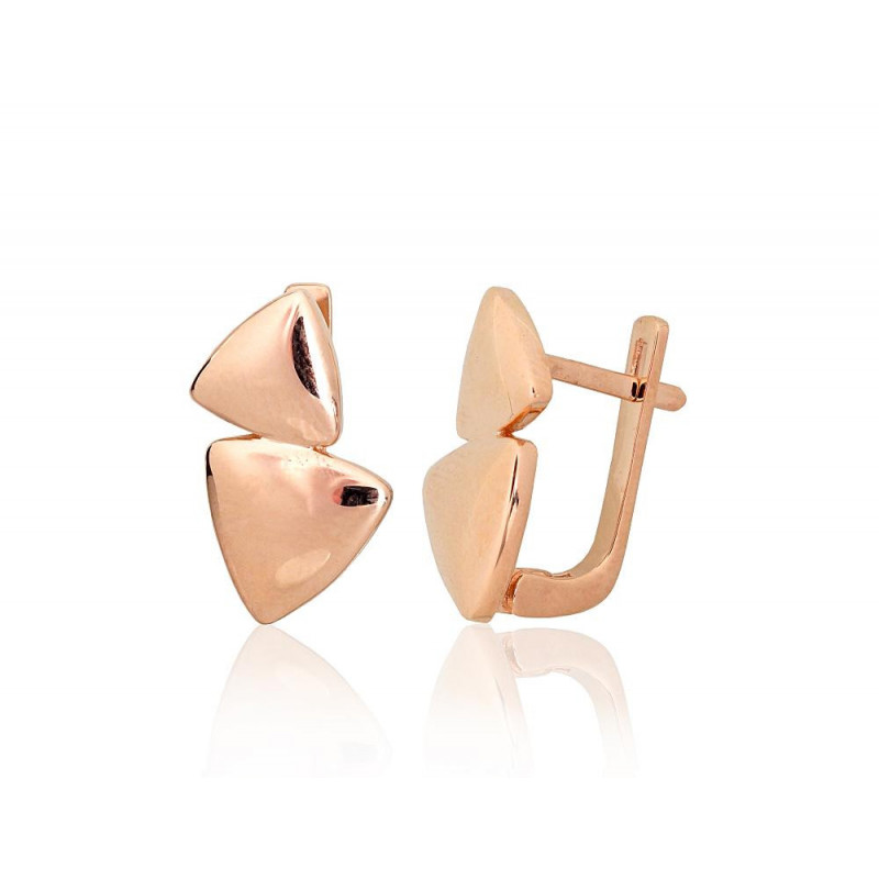 Gold earrings with 'english' lock 1201627(Au-R), Red Gold 585°