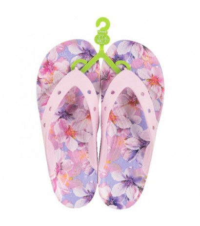 Crocs Classic Platform Cherry Blossom Flip Ballerina Pink/Flor 208834-6W8 (CR297-a) flip flops