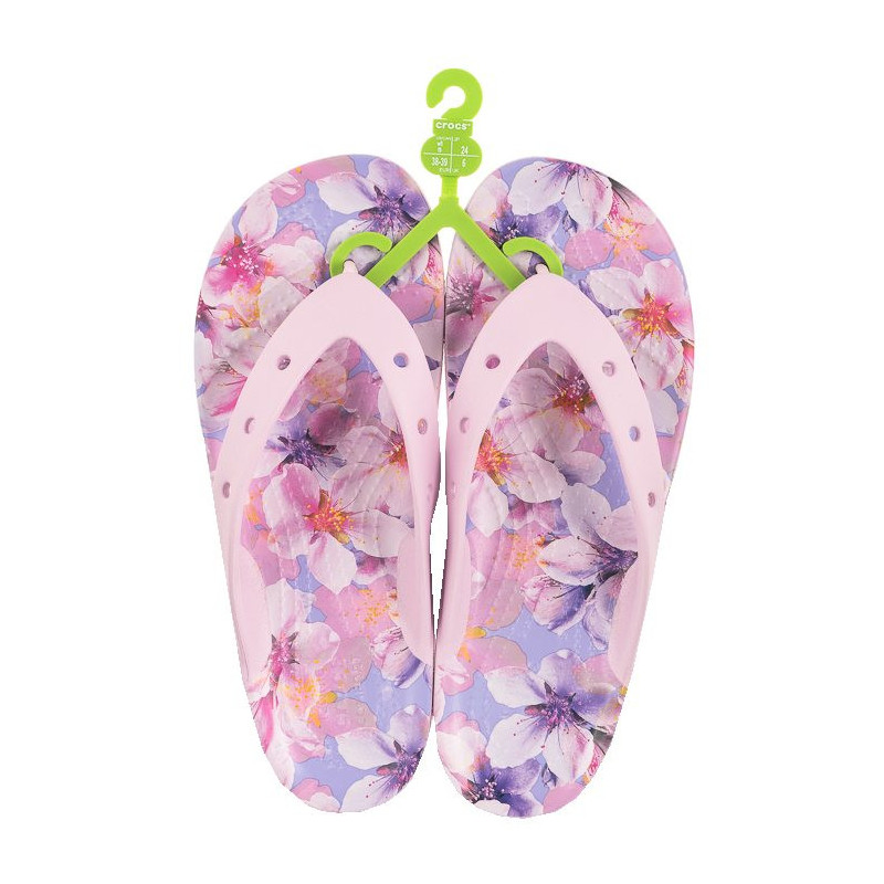 Crocs Classic Platform Cherry Blossom Flip Ballerina Pink/Flor 208834-6W8 (CR297-a) flip flops