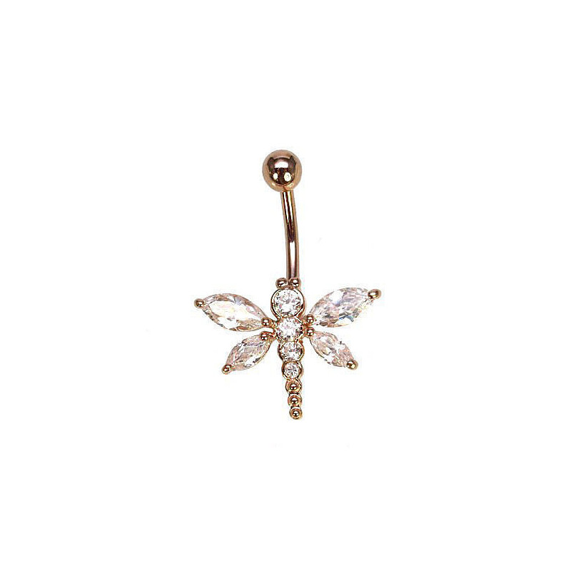 Gold piercing for navel 1930018(Au-R)_CZ, Red Gold 585°, Zirkons