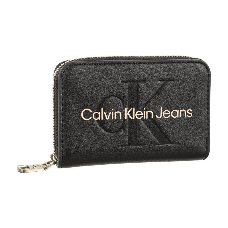 Calvin Klein Sculpted Med Zip Around Mono Black Wiht Rose K60K607229 0IF (CK121-c) handbag