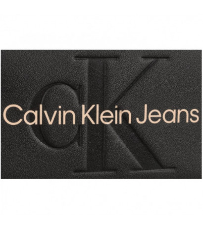 Calvin Klein Sculpted Med Zip Around Mono Black Wiht Rose K60K607229 0IF (CK121-c) handbag