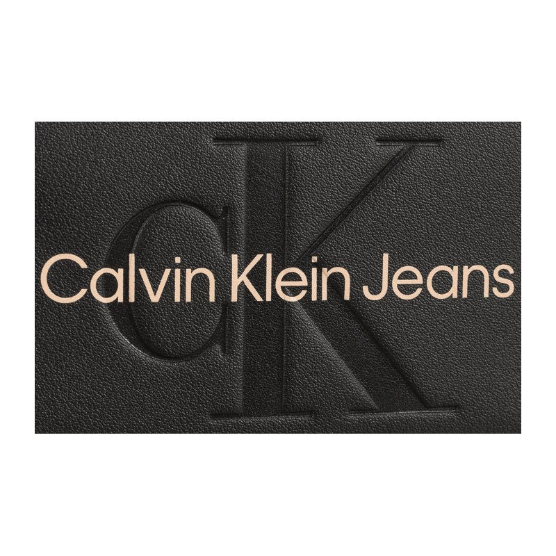 Calvin Klein Sculpted Med Zip Around Mono Black Wiht Rose K60K607229 0IF (CK121-c) handbag