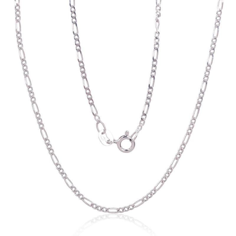 Silver chain Figaro 1,8 mm , diamond cut 2400052(PRh-Gr), Silver 925°, Rhodium (Plating)