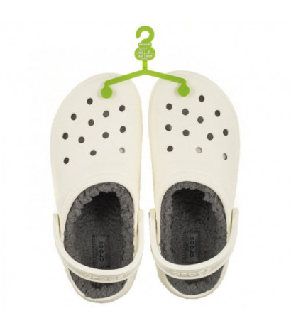 Crocs Classic Lined Clog White/Grey 203591-10M (CR266-c) Women's Shoes/Flip Flops