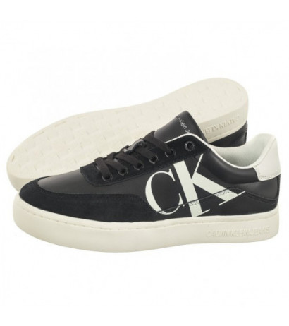 Calvin Klein Classic Cupsole Laceup Mix Lth Black/Bright White/Silver YW0YW01057 BEH (CK353-a) sports Shoes