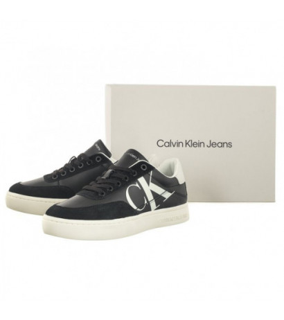 Calvin Klein Classic Cupsole Laceup Mix Lth Black/Bright White/Silver YW0YW01057 BEH (CK353-a) sporta apavi