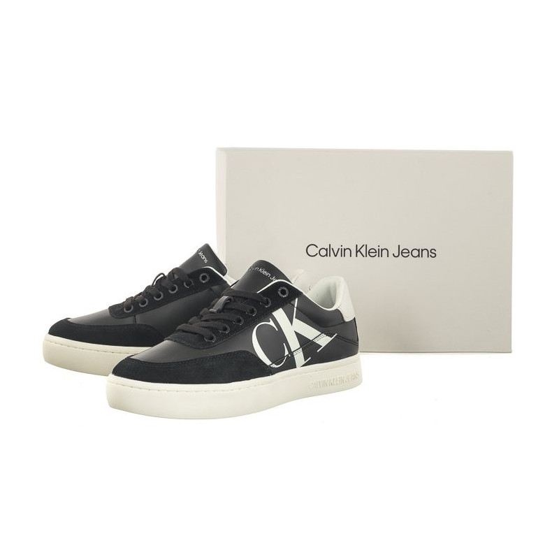 Calvin Klein Classic Cupsole Laceup Mix Lth Black/Bright White/Silver YW0YW01057 BEH (CK353-a) sporta apavi