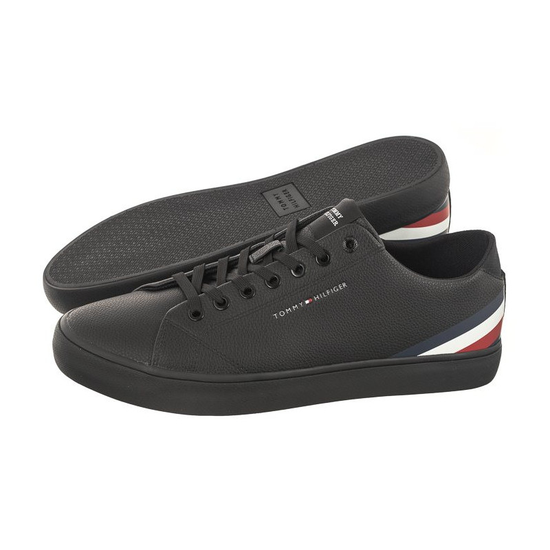 Tommy Hilfiger Hi Vulc Core Low Lth Stripes Triple Black FM0FM04778 0GQ (TH863-a) sporta apavi