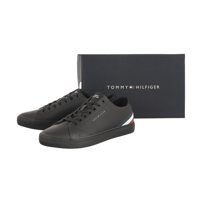 Tommy Hilfiger Hi Vulc Core Low Lth Stripes Triple Black FM0FM04778 0GQ (TH863-a) sporta apavi