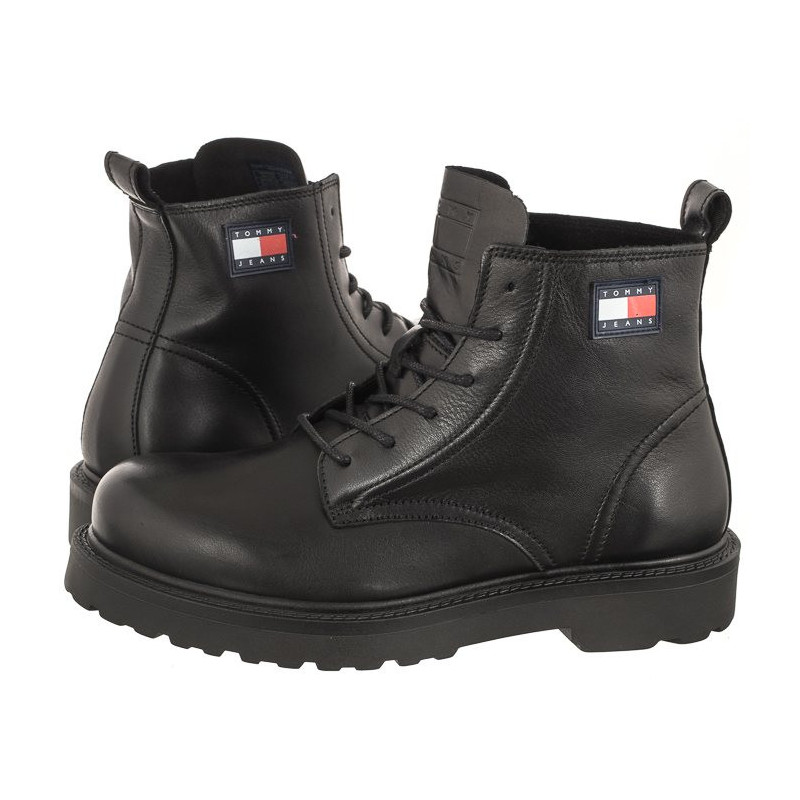 Tommy Hilfiger Tjm Ruberized Lace Up Boot Black EM0EM01276 BDS (TH885-a) boots