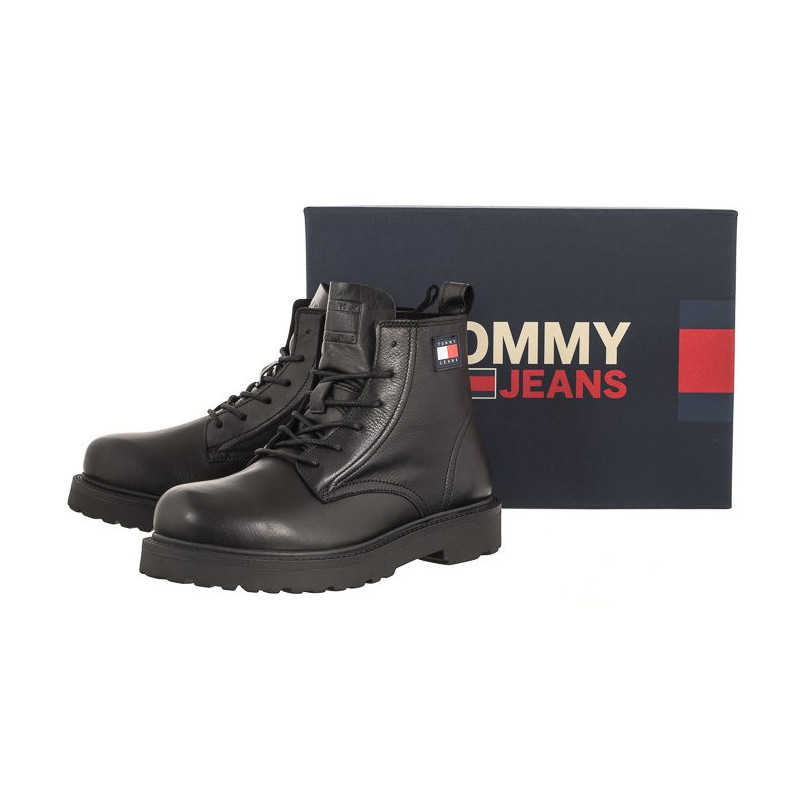 Tommy Hilfiger Tjm Ruberized Lace Up Boot Black EM0EM01276 BDS (TH885-a) boots