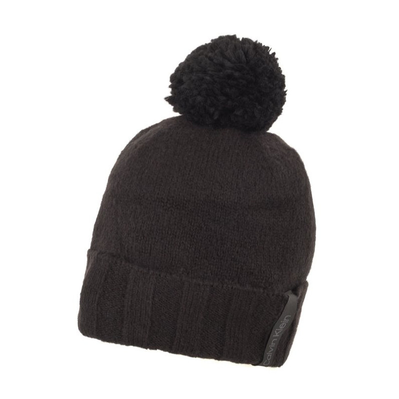 Calvin Klein Label Define Rib Beanie W/Pompom Black K60K611606 BAX (CK367-a) josta