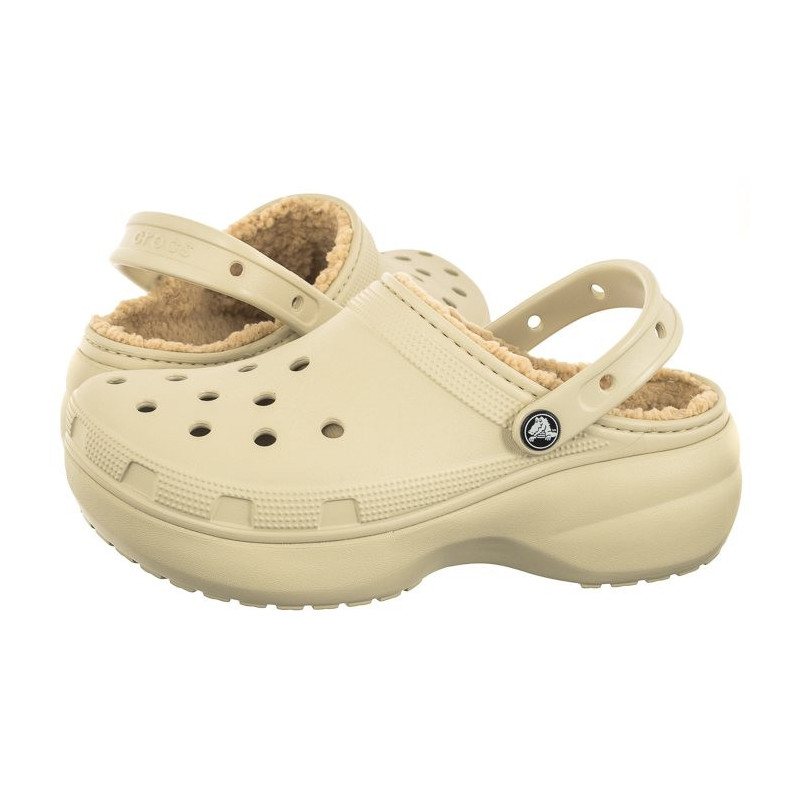 Crocs Classic Platform Lined Bone 207938-2Y2 (CR302-b) Women's Shoes/Flip Flops