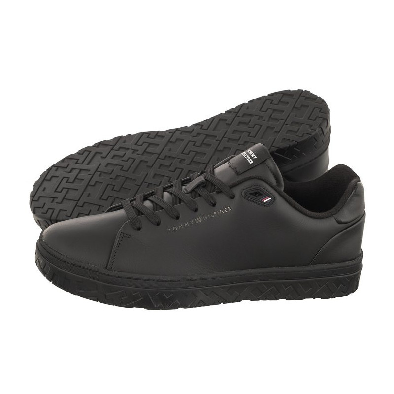 Tommy Hilfiger Court Thick Cupsole Leather Triple Black FM0FM04830 0GQ (TH930-a) sporta apavi